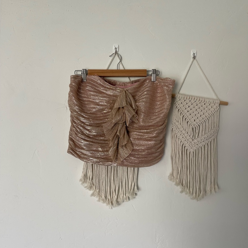 Anthropologie Maeve Ruffle Metallic Tube Top - Picture 2 of 6
